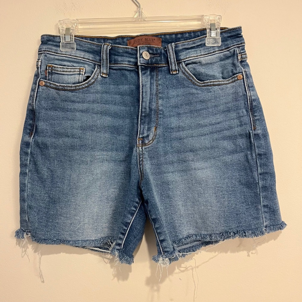 Judy Blue Jean Shorts Cutoff Blue Stretch Denim Size large
